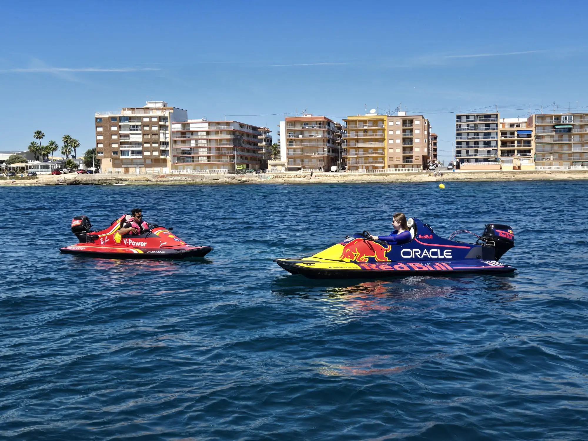 Formula 1 rental boats moored at Torrevieja harbor